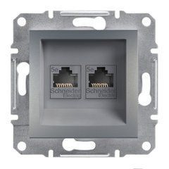 Розетка компьютерная 2-я RJ45 CAT.5E UTP Сталь EPH4400162 ASFORA plus Schneider Electric, 22353, Сталь