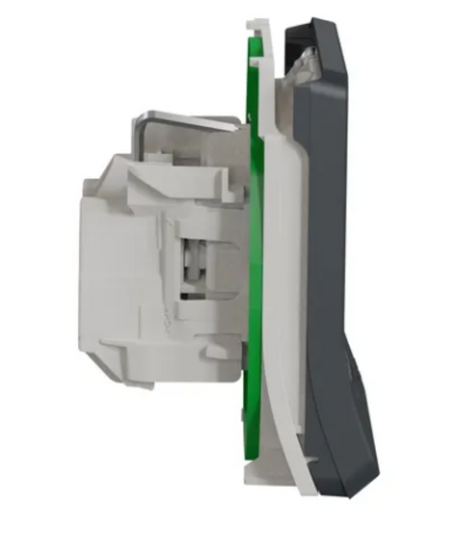 Механизм розетки с заземлением и шторками IP55 Mureva Styl, черный
