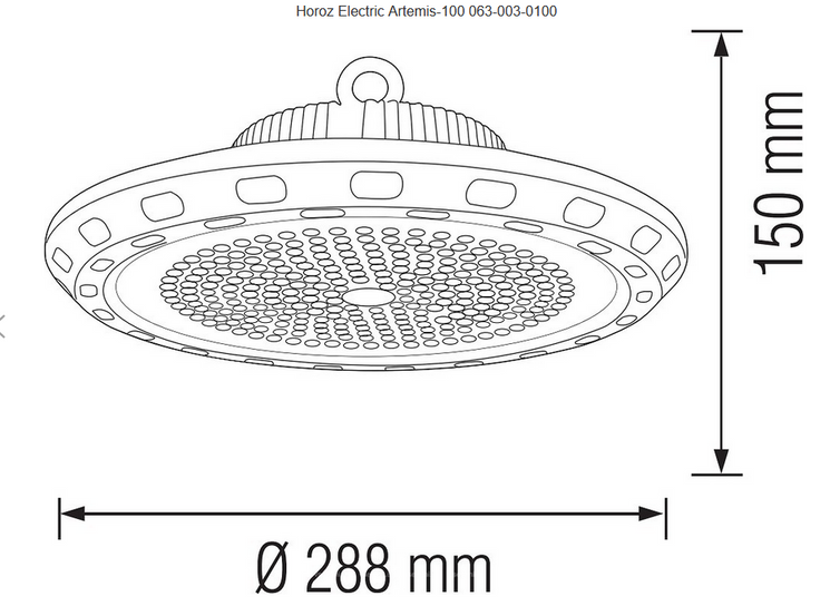 Світильник підвісний промисловий SMD LED 100Вт 6400К IP65 d-288мм ARTEMIS-100 HOROZ, 063-003-0100-010, 6400