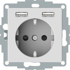 Розетка Schuko з 2 USB 2,4 A акт.біл. SM, Merten Schneider, 22805, Білий