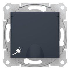 Розетка с заземлением со шторками и крышкой SDN3100170 Графит Sedna Schneider, 7358, Графит