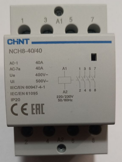 Контактор модульный NCH8-40/40 40A 4НО 230V Chint, 230V АС