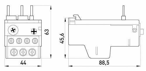 Тепловое реле e.industrial.ukh.22.6, номинальный ток 22А, диапазон регулировки 4-6А, 18662