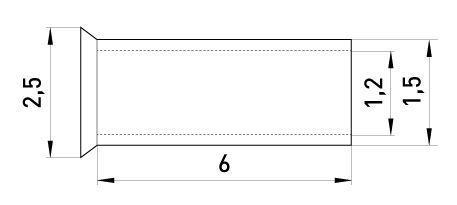 Неізольований наконечник e.terminal.stand.en.0.75.6 0,75 кв.мм, L=6 мм