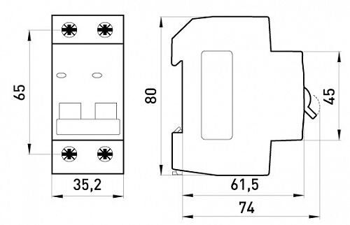 Модульний автоматичний вимикач e.mcb.stand.45.2.C63, 2р, 63А, C, 4,5 кА