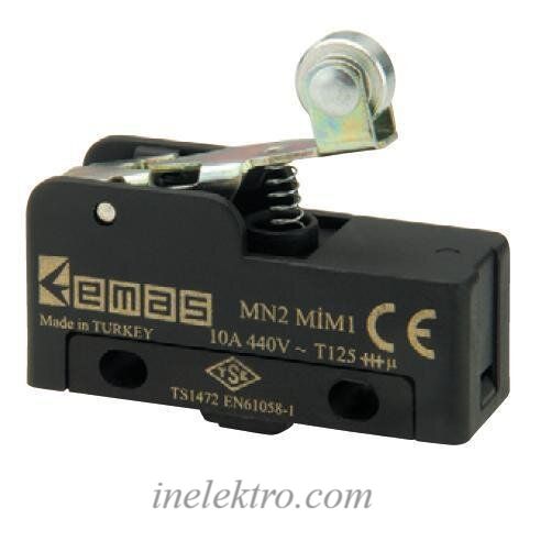 Міні-вимикач MN2MIM1 з металевим роликом на короткому важілі EMAS