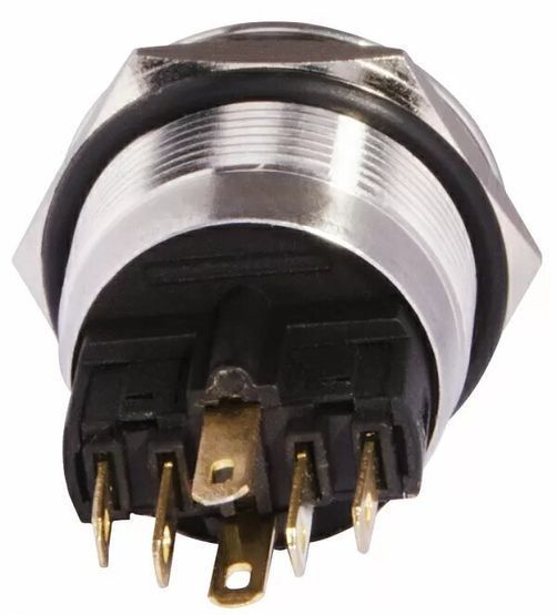TYJ 22-271 Кнопка металева пласка з підсвічуванням, 1NO+1NC, жовта 220V. 13263