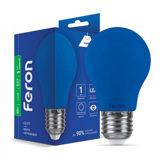 Синяя декоративная лампа Feron LB-375 3W E27 светодиодная, 25923, Синий