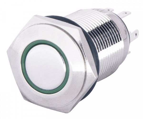 TYJ 16-261 220V зелена Кнопка метал. з підсв. 1NO+1NC