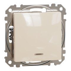 Одноклавишный переключатель с подсветкой Бежевый Sedna Design