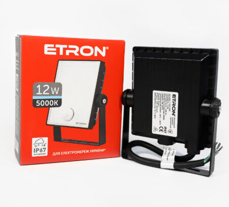 Прожектор 12W 5000К с датчиком присутствия ETRON Spotlight 1-ESP-222 IP67, 20228, 1-ESP-222, 5000