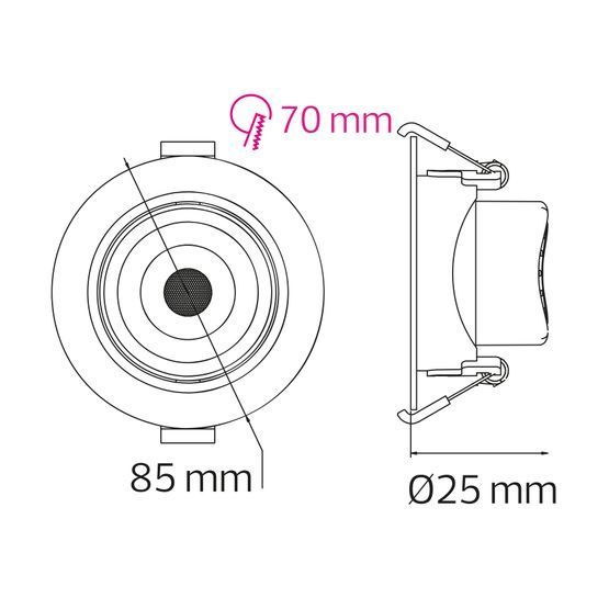 Светильник врезной поворотный "NORA PRO-5" 5W 3000K, 4500K, 6000K черний
