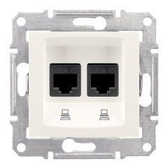 Розетка компьютерная двойная SDN4400123 Слоновая кость Sedna Schneider, 7428, Слоновая кость