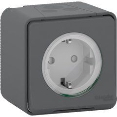 IP55 розетка з заземленням та шторками IP55 Mureva Styl, чорна