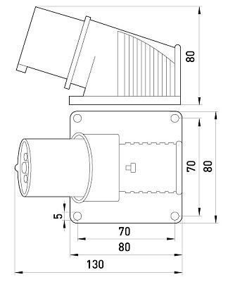 Силова вилка стаціонарна 3Р+Z, 400В,16A,IP44