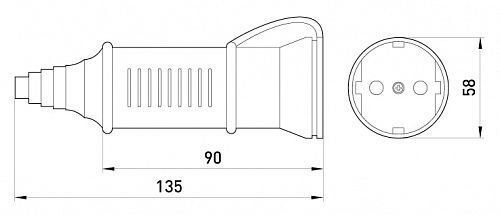 Розетка переносная e.socket.pro.2.16, 2п., 220В, 16А (212)