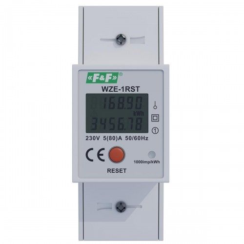 Однофазный счетчик электроэнергии WZE-1RST 2 индикатора, 80A F&F