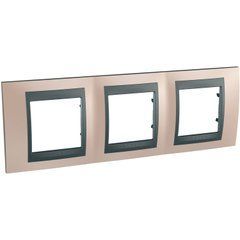 Рамка 3-я."Оникс медный", Графит MGU66.006.296 Unica Top Schneider, 8584, Медный оникс