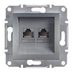 Розетка компьютерная 2-я RJ45 CAT.6 UTP Сталь EPH4800162 ASFORA plus Schneider Electric, 22357, Сталь