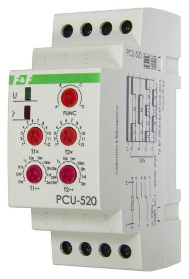 Реле времени PCU-520 многофункциональное 0,1 сек. - 24 суток 230В F&F