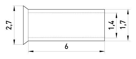 Неізольований наконечник e.terminal.stand.en.1.6 1,0 кв.мм, L=6 мм
