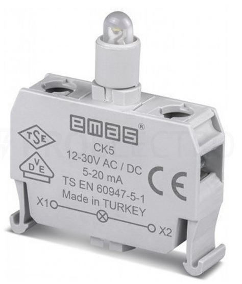 Блок-контакт підсвітки з білим світлодіодом 12-30 В AC/DC CK5, EMAS