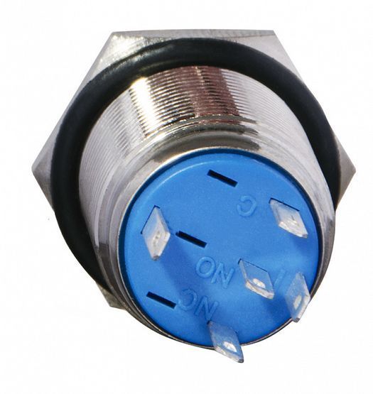 TYJ 16-361 220V зеленая кнопка метал. с подсв. с фиксацией 1NO+1NC