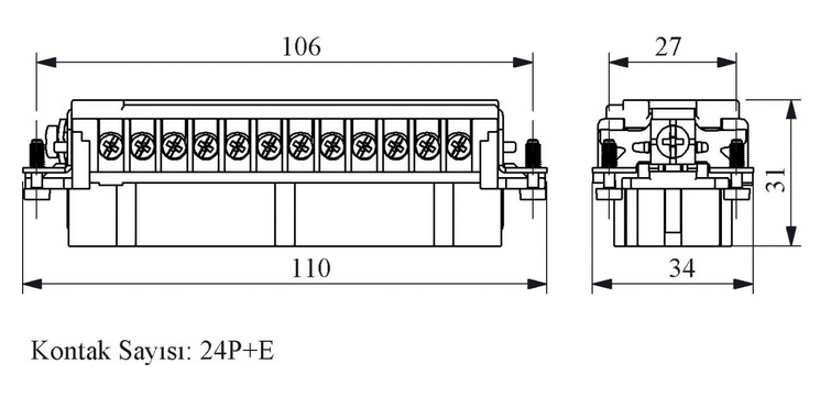 Розетка EBM24CP00 без корпусу 24 виводи EMAS