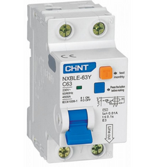 Диференційний автоматичний вимикач NXBLE-63Y 1P+N 4.5kA 0.03A C20A Chint, 3102