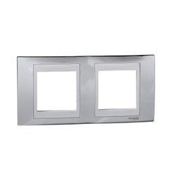 Рамка 2-постова "Хром блискучий" Білий MGU66.004.810 Unica Top Schneider, 8535, Хром
