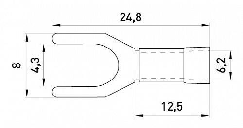 Изолированный наконечник вилочный e.terminal.stand.sv.3,5.4.black 2.5-4 кв.мм, черный