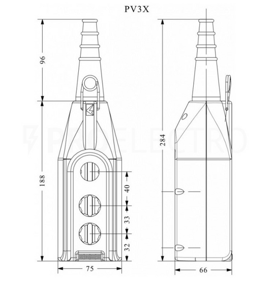 Пульт PV3X управления подвесной 3 кнопочный пустой EMAS
