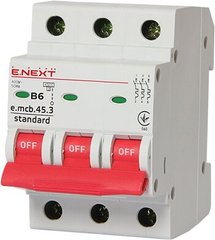 Модульний автоматичний вимикач e.mcb.stand.45.3.B6, 3р, 6А, В, 4,5 кА