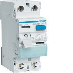 Пристрій захисного відключення ПЗВ QC 2P 40A 30mA A Hager, 40