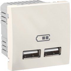 Механизм USB розетка 2,1A Слоновая кость MGU3.418.25 UNICA Schneider, 7936, Слоновая кость