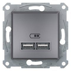 USB розетка 2,1A сталь EPH2700262 ASFORA Schneider Electric, 9909, Сталь