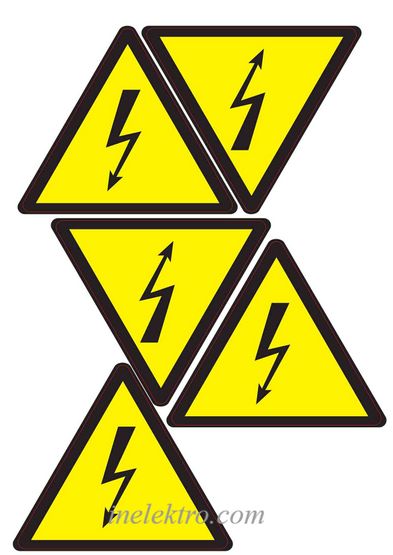 Знак"Небезпека ураження електричним струмом" 160 мм (на аркуші 5 шт)