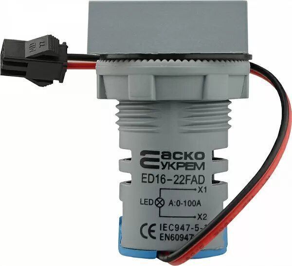 Квадратний цифровий вимірювач струму ED16-22FAD 0-100A (синій)