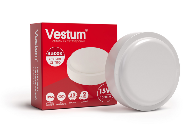 Светодиодный круглый светильник ЖКГ Vestum 15W 4500K 220V 1-VS-7103
