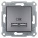 USB розетка 2,1A сталь EPH2700262 ASFORA Schneider Electric, 9909, Сталь