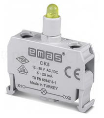 Блок-контакт подсветки с желтым светодиодом 12-30 В AC/DC CK8, EMAS