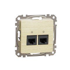 Компьютерная розетка двойная, разъем RJ45кат. 5е UTP, Sedna Design & Elements, Береза - имитация дерева, SDD180452 Schneider, Береза