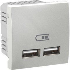 Механизм USB розетки 2,1A Алюминий MGU3.418.30 UNICA Schneider, 7937, Алюминий