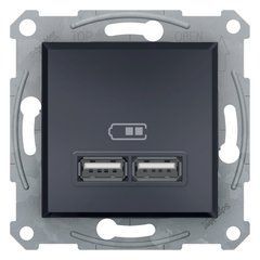 USB розетка 2,1A антрацит EPH2700271 ASFORA Schneider Electric, 9910, Антрацит