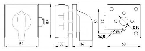 Пакетний перемикач LK25/1.216-SP/45 щитовий, на DIN - рейку, 1p, 0-1, 25А