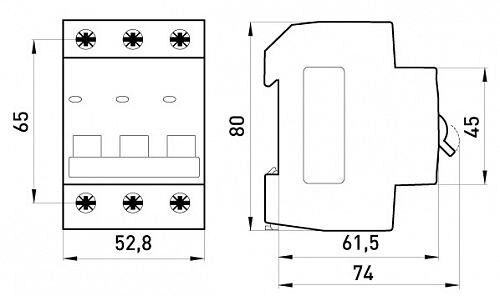Модульний автоматичний вимикач e.mcb.stand.45.3.B63, 3р, 63А, В, 4,5 кА