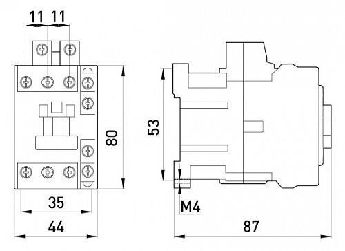 Контактор e.industrial.ukc.12.110, 12А, 110В, no+nc