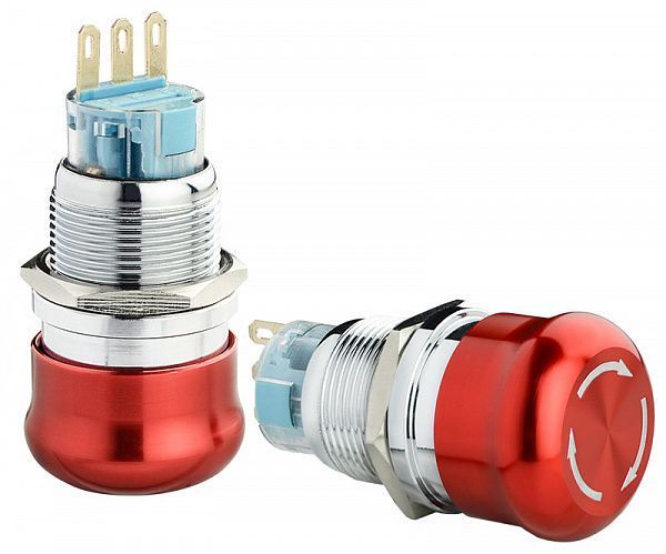 TY 19C-S11/1 кнопка металлическая возвратом поворотом 1NO+1NC