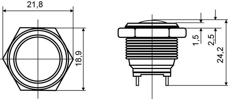 TY 16-231P Pcb Кнопка металева опукла, (з'єднання під пайку), 1NO.