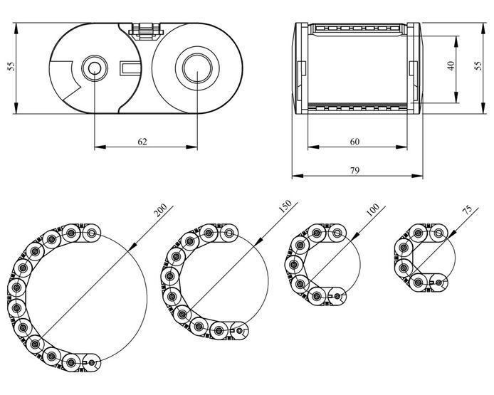 Гнучкий кабель-канал 40х60 R100mm (1м) HKP040060R5A